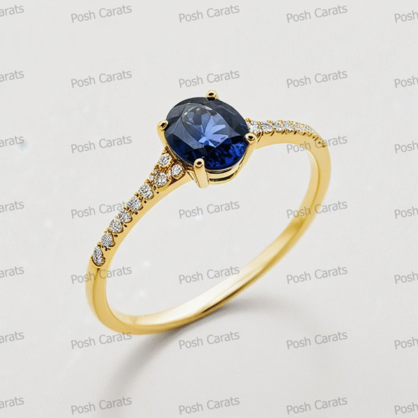 Natural Blue Sapphire Engagement Ring - Timeless 14k Gold Jewelry for Women