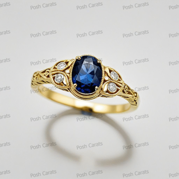 Natural Blue Sapphire Engagement Ring - Timeless 14k Gold Jewelry for Women
