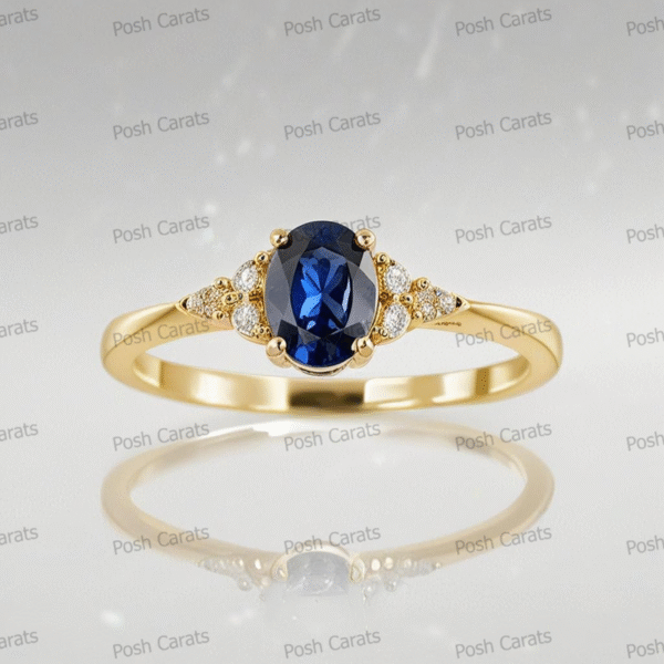 Natural Blue Sapphire Engagement Ring - Timeless 14k Gold Jewelry for Women