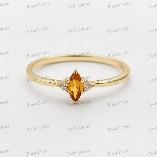 Posh Carats 14K Gold Citrine Ring - Handmade November Birthstone Jewelry