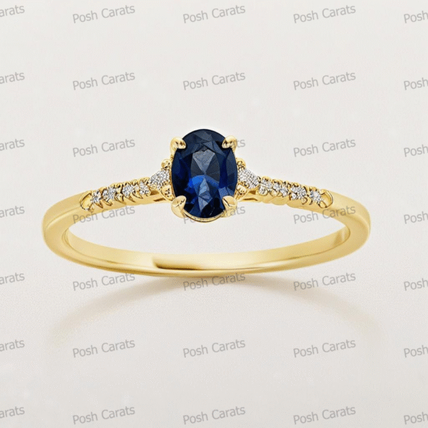 Natural Blue Sapphire Engagement Ring - Timeless 14k Gold Jewelry for Women