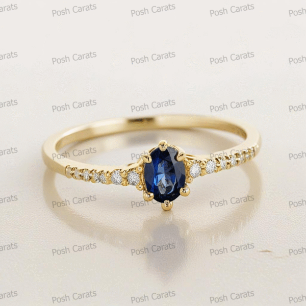 Natural Blue Sapphire Engagement Ring - Timeless 14k Gold Jewelry for Women