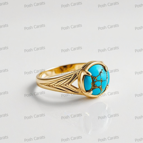 Posh Carats 14K Gold Turquoise Ring – Handmade Gemstone Jewelry for Women