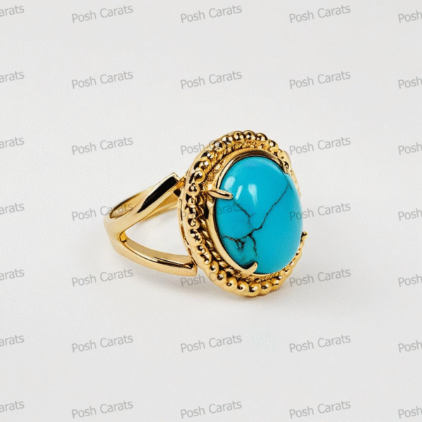 Posh Carats 14K Gold Turquoise Ring – Handmade Gemstone Jewelry for Women