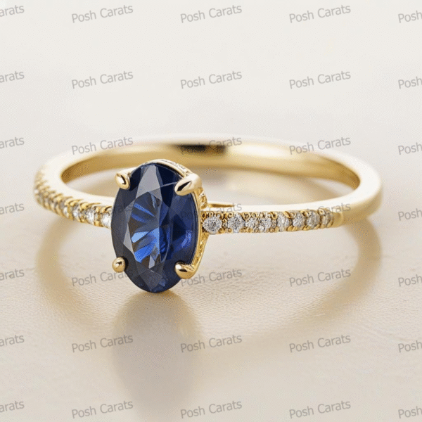 Natural Blue Sapphire Engagement Ring - Timeless 14k Gold Jewelry for Women