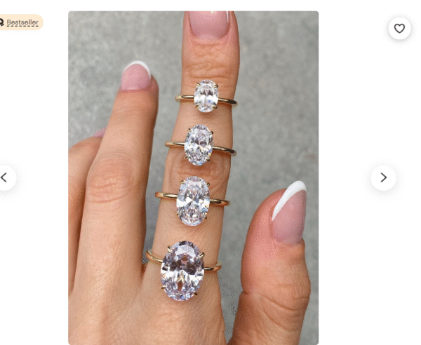 Simulated diamond ring engagement ring