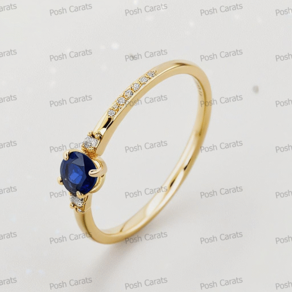 Natural Blue Sapphire Engagement Ring - Timeless 14k Gold Jewelry for Women