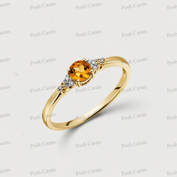 Posh Carats 14K Gold Citrine Ring - Handmade November Birthstone Jewelry