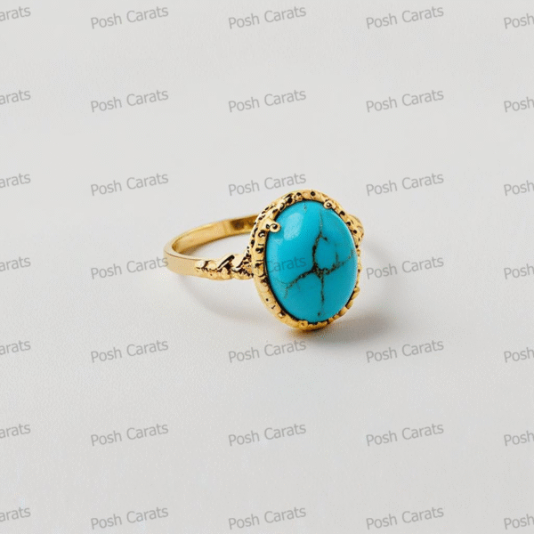 Posh Carats 14K Gold Turquoise Ring – Handmade Gemstone Jewelry for Women