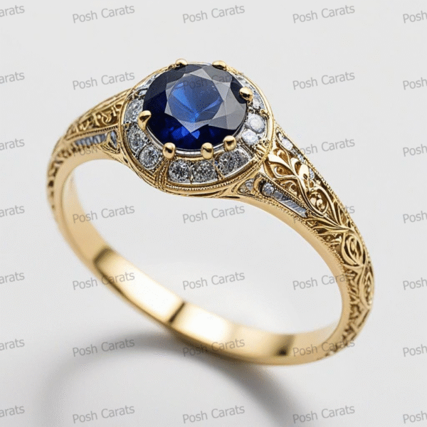 Natural Blue Sapphire Engagement Ring - Timeless 14k Gold Jewelry for Women