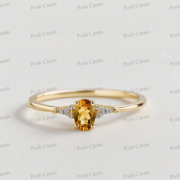 Posh Carats 14K Gold Citrine Ring - Handmade November Birthstone Jewelry