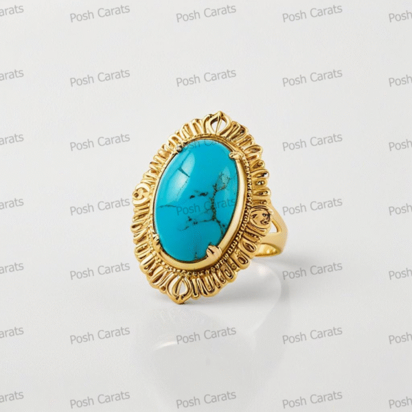 Posh Carats 14K Gold Turquoise Ring – Handmade Gemstone Jewelry for Women