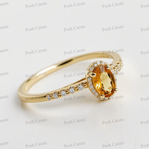 Posh Carats 14K Gold Citrine Ring - Handmade November Birthstone Jewelry