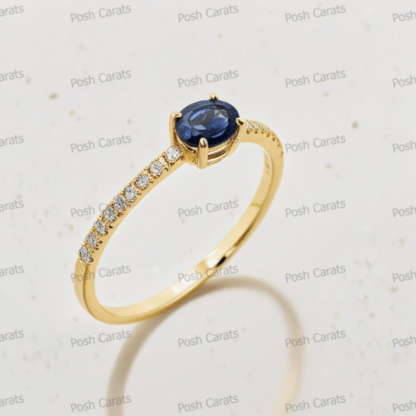 Natural Blue Sapphire Engagement Ring - Timeless 14k Gold Jewelry for Women