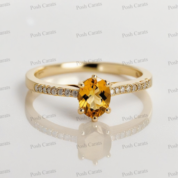 Posh Carats 14K Gold Citrine Ring - Handmade November Birthstone Jewelry