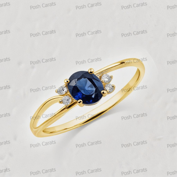 Natural Blue Sapphire Engagement Ring - Timeless 14k Gold Jewelry for Women