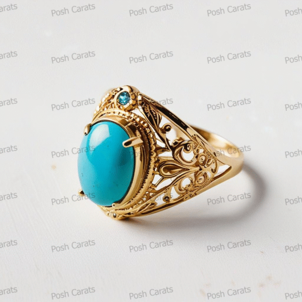 Posh Carats 14K Gold Turquoise Ring – Handmade Gemstone Jewelry for Women