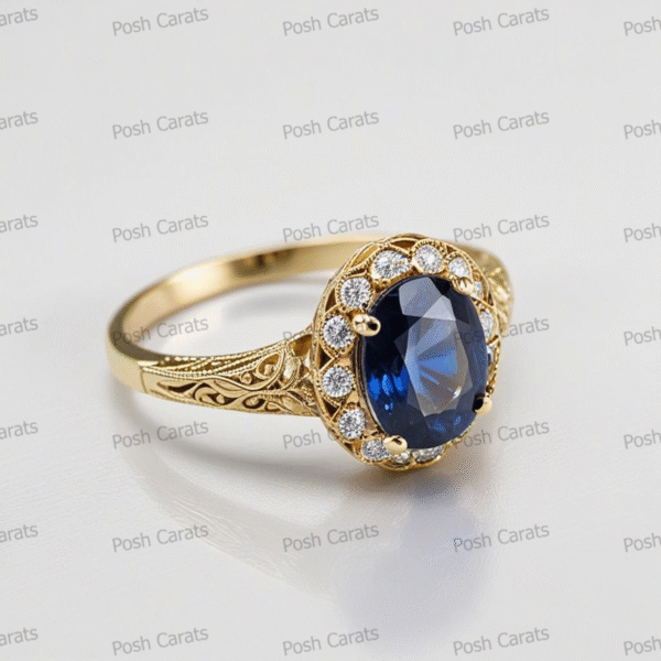 Natural Blue Sapphire Engagement Ring - Timeless 14k Gold Jewelry for Women