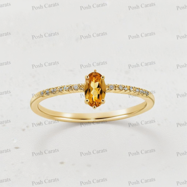 Posh Carats 14K Gold Citrine Ring - Handmade November Birthstone Jewelry