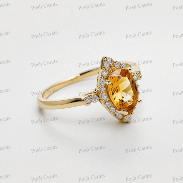 Posh Carats 14K Gold Citrine Ring - Handmade November Birthstone Jewelry