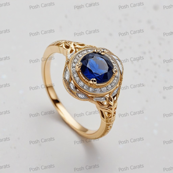 Natural Blue Sapphire Engagement Ring - Timeless 14k Gold Jewelry for Women