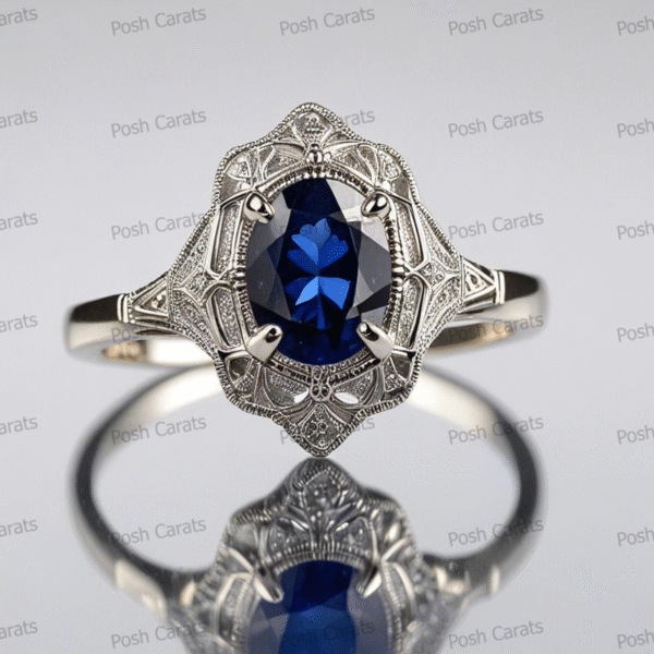 Natural Blue Sapphire Engagement Ring - Timeless 14k Gold Jewelry for Women