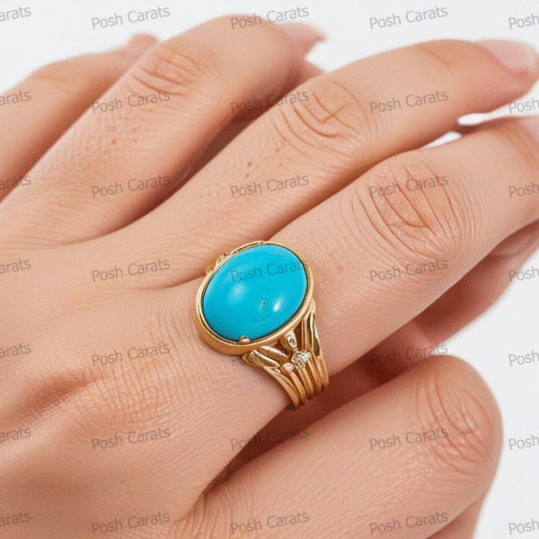 Posh Carats 14K Gold Turquoise Ring – Handmade Gemstone Jewelry for Women