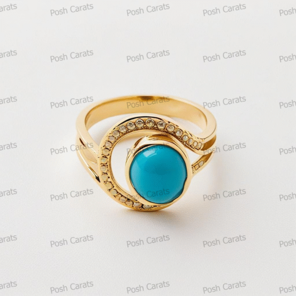 Posh Carats 14K Gold Turquoise Ring – Handmade Gemstone Jewelry for Women
