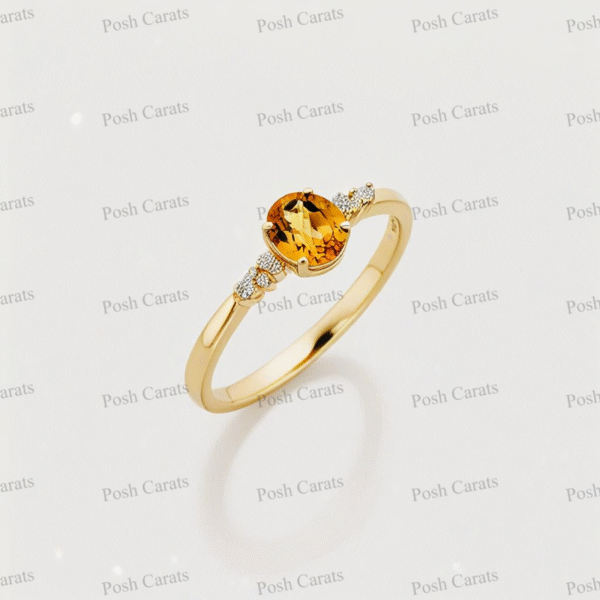 Posh Carats 14K Gold Citrine Ring - Handmade November Birthstone Jewelry