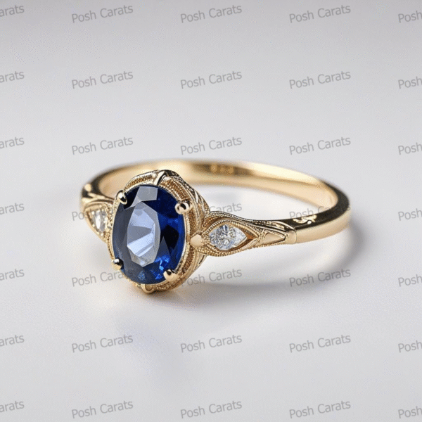 Natural Blue Sapphire Engagement Ring - Timeless 14k Gold Jewelry for Women