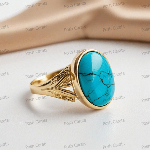 Posh Carats 14K Gold Turquoise Ring – Handmade Gemstone Jewelry for Women