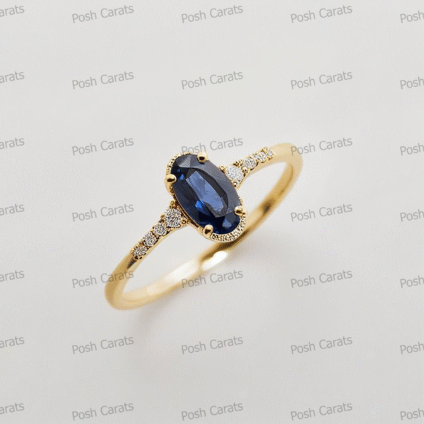 Natural Blue Sapphire Engagement Ring - Timeless 14k Gold Jewelry for Women