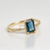 14K Gold London Blue Topaz Engagement Ring - Unique Handmade Design - December Birthstone Jewelry