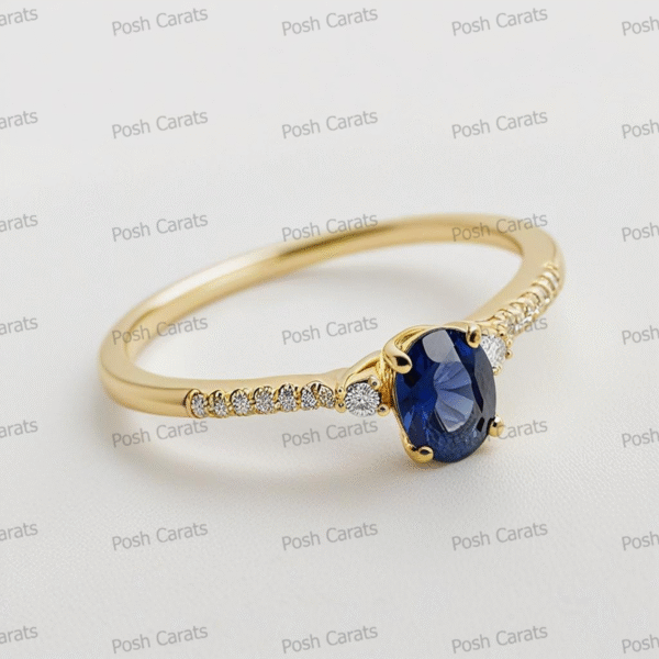 Natural Blue Sapphire Engagement Ring - Timeless 14k Gold Jewelry for Women