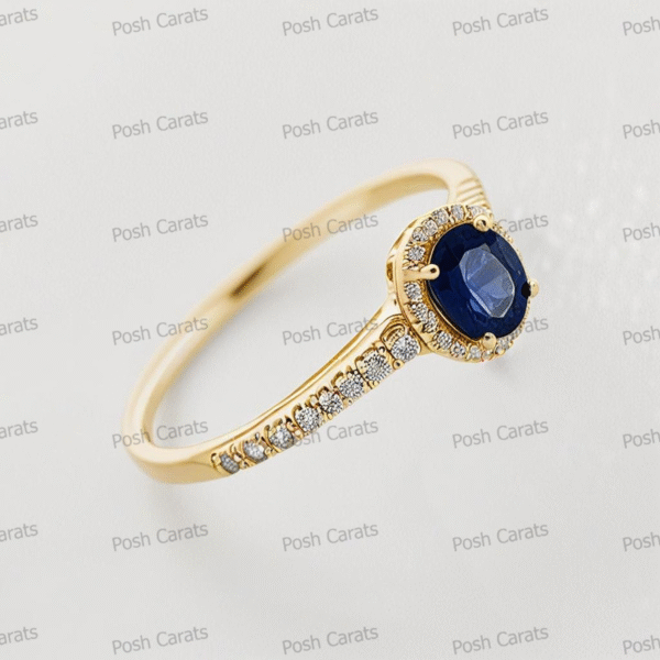 Natural Blue Sapphire Engagement Ring - Timeless 14k Gold Jewelry for Women