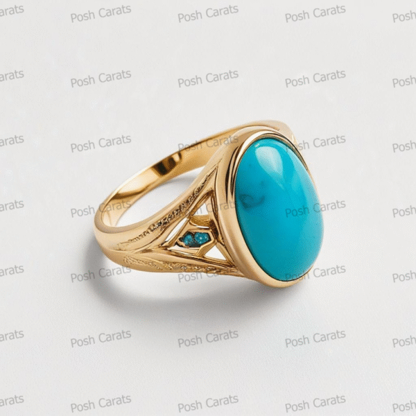 Posh Carats 14K Gold Turquoise Ring – Handmade Gemstone Jewelry for Women