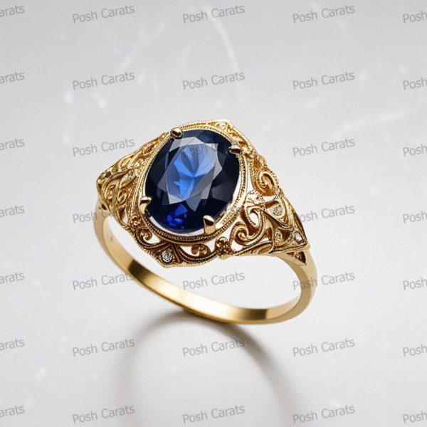 Natural Blue Sapphire Engagement Ring - Timeless 14k Gold Jewelry for Women