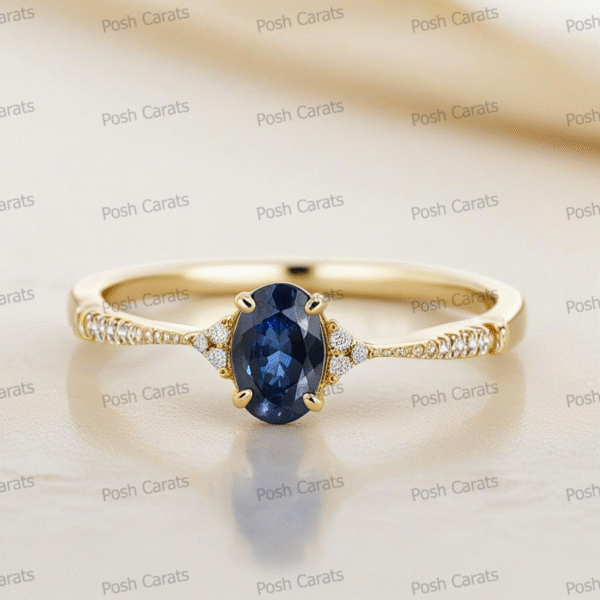 Natural Blue Sapphire Engagement Ring - Timeless 14k Gold Jewelry for Women