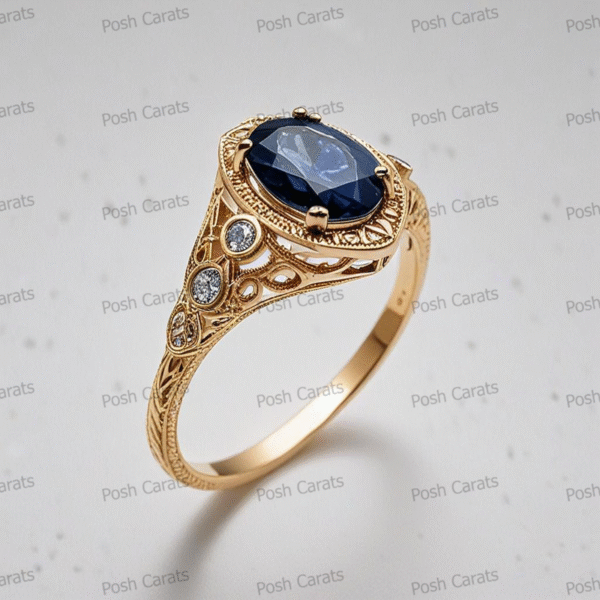 Natural Blue Sapphire Engagement Ring - Timeless 14k Gold Jewelry for Women