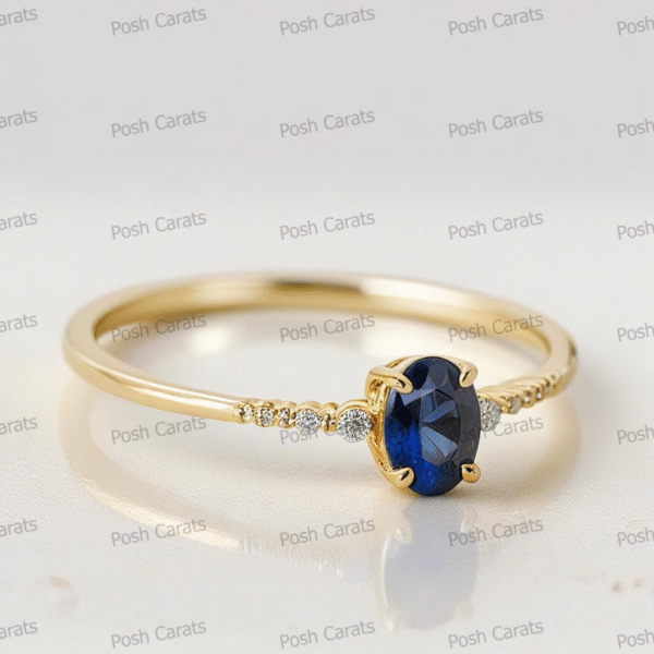 Natural Blue Sapphire Engagement Ring - Timeless 14k Gold Jewelry for Women