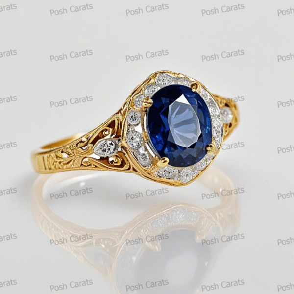Natural Blue Sapphire Engagement Ring - Timeless 14k Gold Jewelry for Women