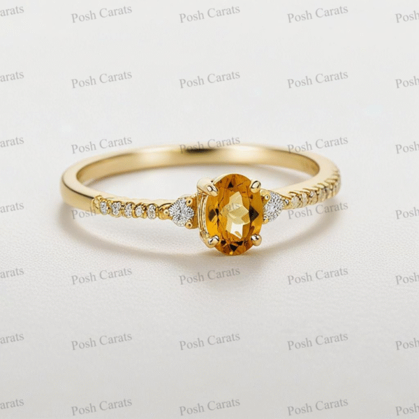 Posh Carats 14K Gold Citrine Ring - Handmade November Birthstone Jewelry