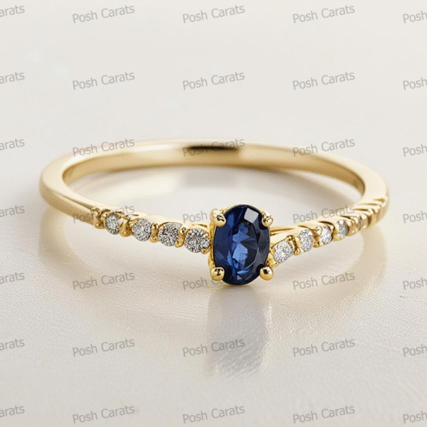 Natural Blue Sapphire Engagement Ring - Timeless 14k Gold Jewelry for Women