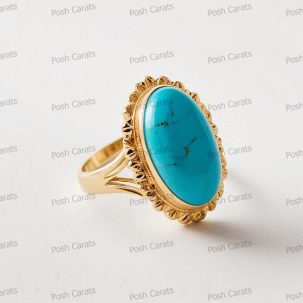 Posh Carats 14K Gold Turquoise Ring – Handmade Gemstone Jewelry for Women