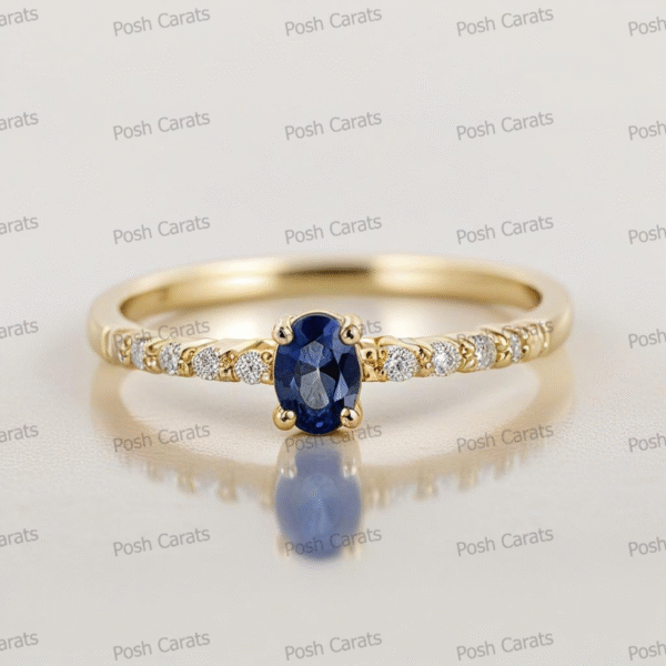 Natural Blue Sapphire Engagement Ring - Timeless 14k Gold Jewelry for Women