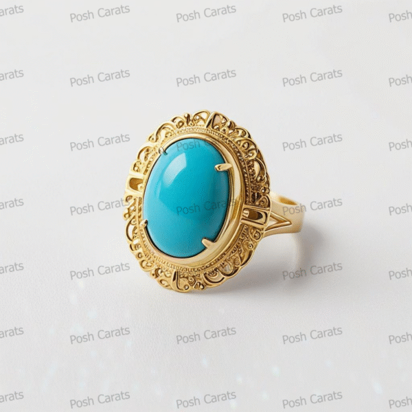 Posh Carats 14K Gold Turquoise Ring – Handmade Gemstone Jewelry for Women