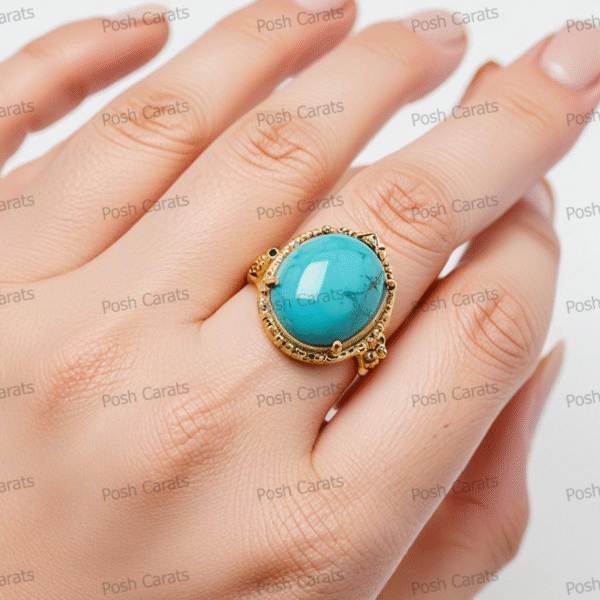 Posh Carats 14K Gold Turquoise Ring – Handmade Gemstone Jewelry for Women