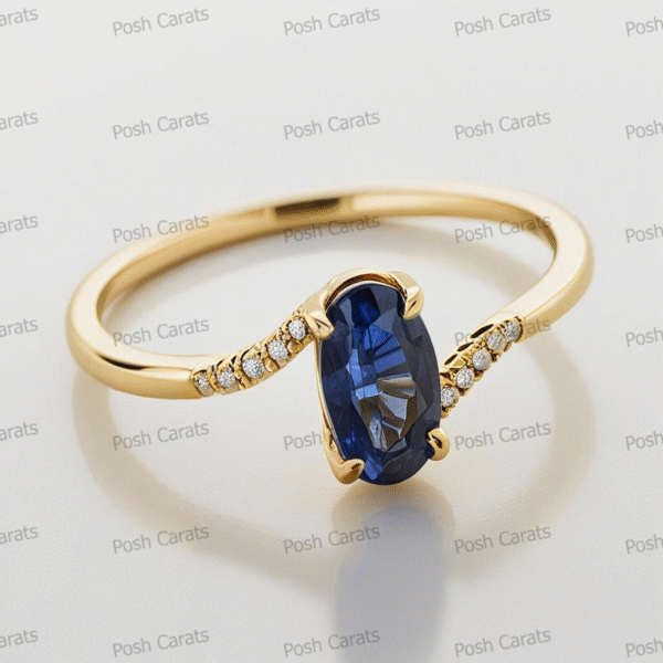 Natural Blue Sapphire Engagement Ring - Timeless 14k Gold Jewelry for Women