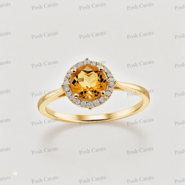 Posh Carats 14K Gold Citrine Ring - Handmade November Birthstone Jewelry