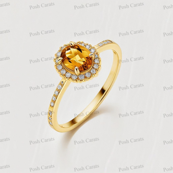 Posh Carats 14K Gold Citrine Ring - Handmade November Birthstone Jewelry